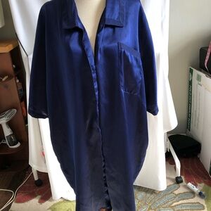 Women's Blue Satin Nightshirt